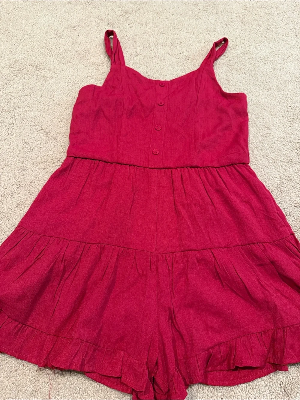 Franki Girls' Sleeveless Tiered Romper Dress in Deep Pink Sz 10 nwt